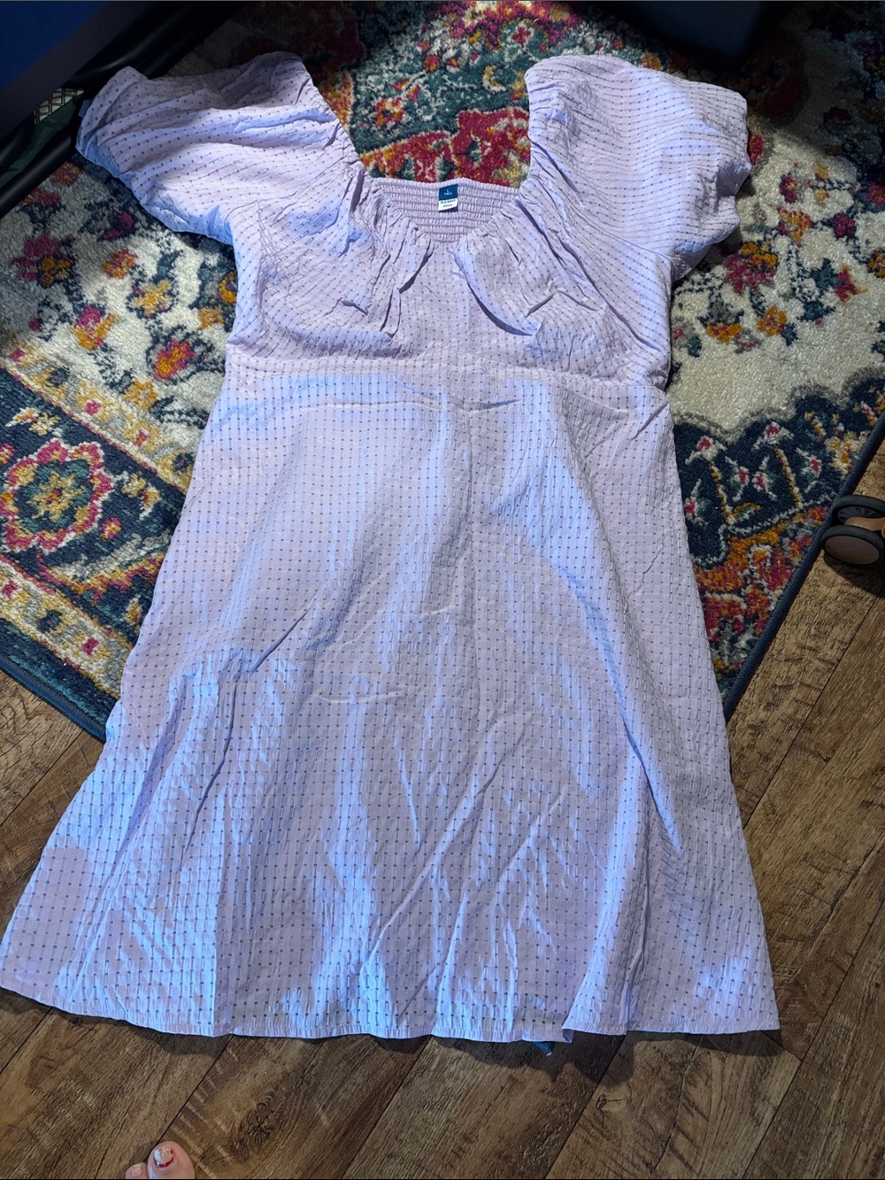 Light Purple Puff Sleeve Summer Dress